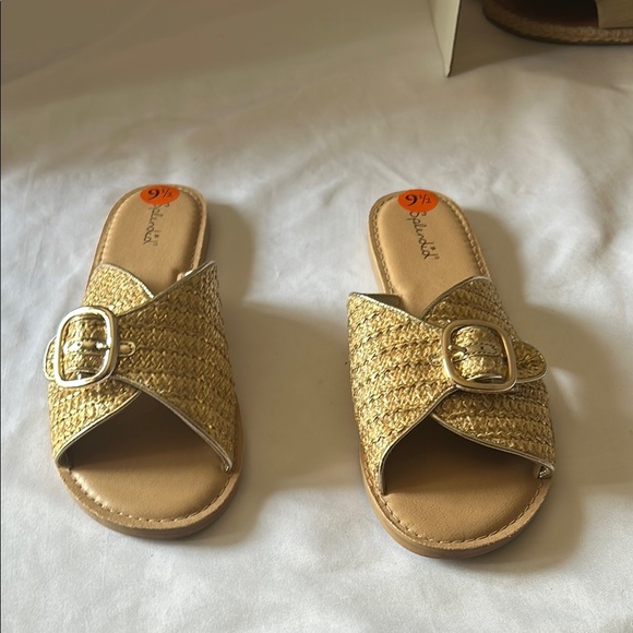 Splendid Gold Woven Slide Sandals - Picture 2 of 4